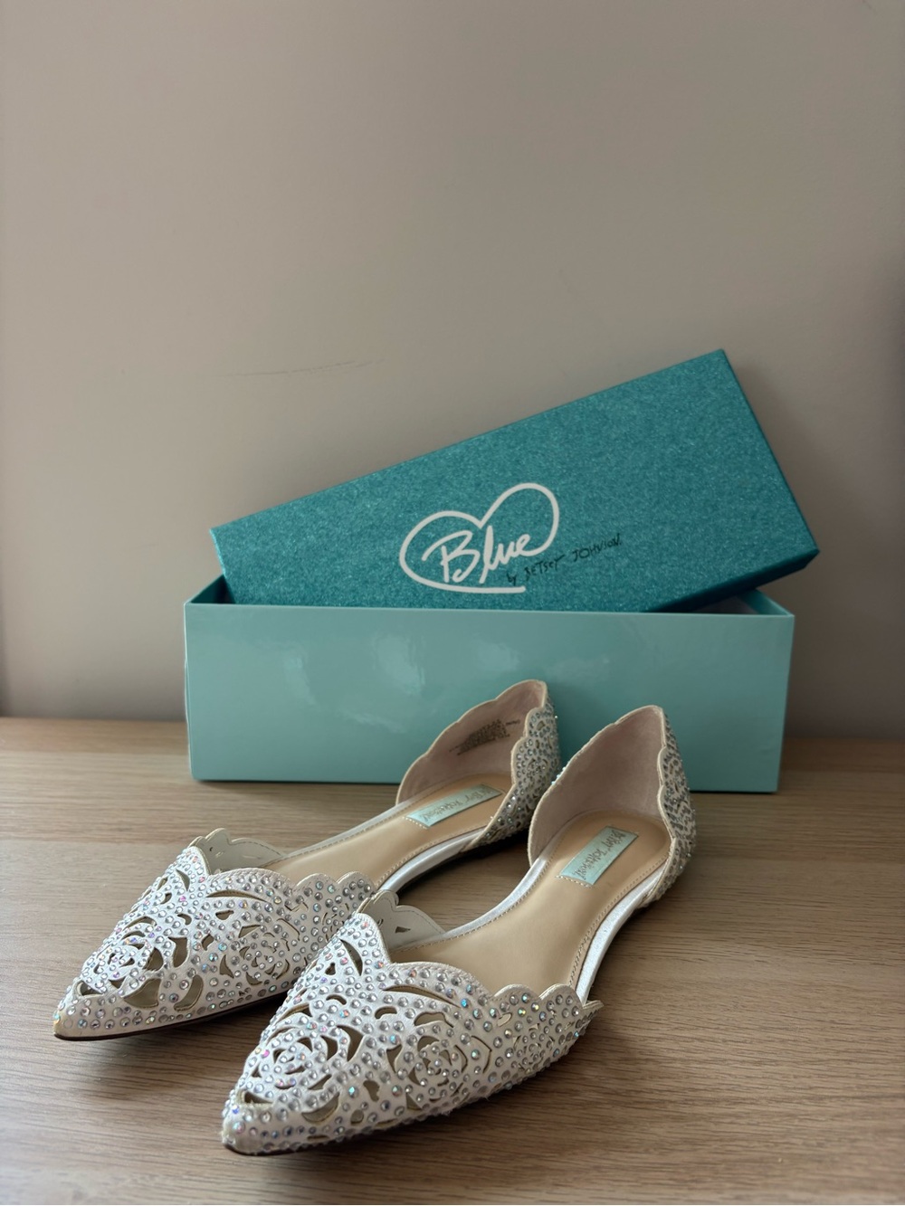 Blue by Betsey Johnson Ivory Crystal Cutout D'Orsay Flats